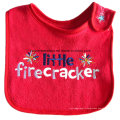 OEM Produce design personnalisé Double couches Cotton Terry Red Broidered Baby Bibs